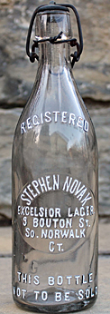 STEPHEN NOVAK EXCELSIOR LAGER EMBOSSED BEER BOTTLE