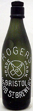 ROGERS JACOB STREET BREWERY EMBOSSED BEER BOTTLE