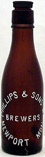 PHILLIPS & SONS LIMITED BREWERS EMBOSSED BEER BOTTLE
