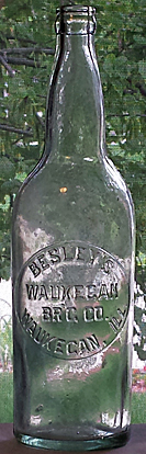 BESELY'S WAUKEGAN BREWING COMPANY EMBOSSED BEER BOTTLE