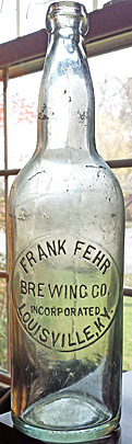 FRANK FEHR BREWING COMPANY EMBOSSED BEER BOTTLE