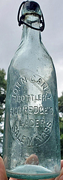 JOHN CANEY BOTTLER ELDREDGE'S LAGER EMBOSSED BEER BOTTLE