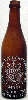 FRANK STEIL BREWING COMPANY EMBOSSED BEER BOTTLE