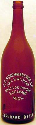 J. G. SCHEMM BREWING COMPANY EMBOSSED BEER BOTTLE