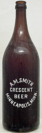 A. M. SMITH CRESCENT BEER EMBOSSED BEER BOTTLE