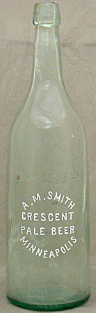 A. M. SMITH CRESCENT PALE BEER EMBOSSED BEER BOTTLE