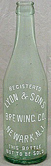 LYON & SONS BREWING COMPANY EMBOSSED BEER BOTTLE