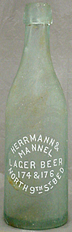 HERRMANN & MANNEL LAGER BEER EMBOSSED BEER BOTTLE