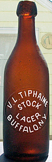 V. L. TIPHAINE STOCK LAGER EMBOSSED BEER BOTTLE