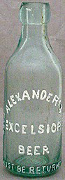 ALEXANDER'S EXCELSIOR BEER EMBOSSED BEER BOTTLE