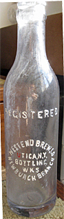 WEST END BREWING COMPANY EMBOSSED BEER BOTTLE