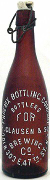 H. CLAUSEN & SON BREWING COMPANY EMBOSSED BEER BOTTLE