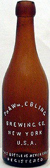 PHILLIP & WILLIAM EBLING BREWING COMPANY EMBOSSED BEER BOTTLE