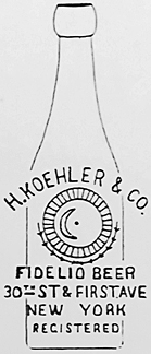 H. KOEHLER & COMPANY FIDELIO BEER EMBOSSED BEER BOTTLE