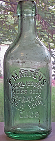 F. MARTENS BERLIENER WEISS BEER BREWING COMPANY EMBOSSED BEER BOTTLE