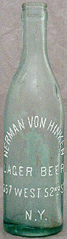 HERMAN VON HINKEN LAGER BEER EMBOSSED BEER BOTTLE