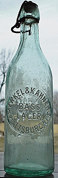 MERKEL & KAHNER'S BASS LAGER EMBOSSED BEER BOTTLE