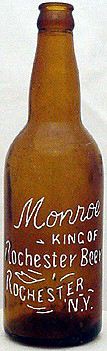 MONROE KING OF ROCHESTER BEER EMBOSSED BEER BOTTLE