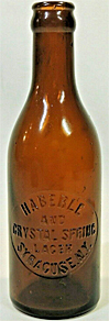 HABERLE AND CRYSTAL SPRING LAGER EMBOSSED BEER BOTTLE