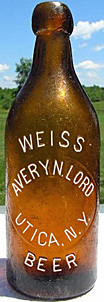 AVERY N. LORD WEISS BEER EMBOSSED BEER BOTTLE