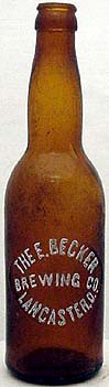 THE E. BECKER BREWING COMPANY EMBOSSED BEER BOTTLE