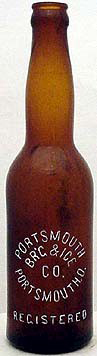 PORTSMOUTH BREWING & ICE COMPANY EMBOSSED BEER BOTTLE