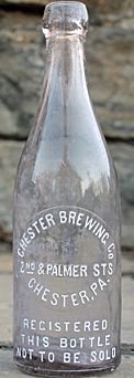 CHESTER BREWING COMPANY EMBOSSED BEER BOTTLE