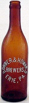 DOWNER & HOWARD BREWERS EMBOSSED BEER BOTTLE