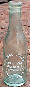 PENNSYLVANNIA CENTRAL BREWING COMPANY EMBOSSED BEER BOTTLE