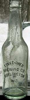 FINKE - UHEN BREWING COMPANY EMBOSSED BEER BOTTLE