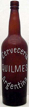 CERVECERIA QUILMES EMBOSSED BEER BOTTLE