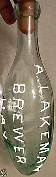 A. LAKEMAN BREWER EMBOSSED BEER BOTTLE