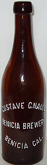 GUSTAVE GNAUCK BENICIA BREWERY EMBOSSED BEER BOTTLE