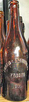 FRESNO BREWING COMPANY EMBOSSED BEER BOTTLE