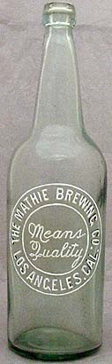 THE MATHIE BREWING COMPANY EMBOSSED BEER BOTTLE