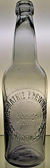 THE MATHIE BREWING COMPANY EMBOSSED BEER BOTTLE