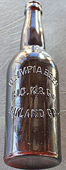 OLYMPIA BEER EMBOSSED BEER BOTTLE