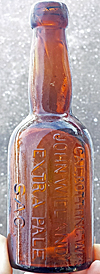 CALIFORNIA BOTTLING WORKS JOHN WIELAND'S EXTRA PALE EMBOSSED BEER BOTTLE