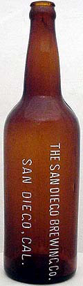 SAN DIEGO BREWING COMPANY EMBOSSED BEER BOTTLE