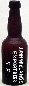 JOHN WIELAND'S EXPORT BEER EMBOSSED BEER BOTTLE