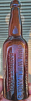 CALIFORNIA BOTTLING COMPANY JOHN WIELAND'S EXPORT BEER EMBOSSED BEER BOTTLE