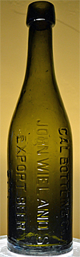 CALIFORNIA BOTTLING COMPANY JOHN WIELAND'S EXPORT BEER EMBOSSED BEER BOTTLE