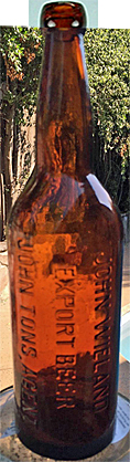 JOHN WIELAND'S EXPORT BEER EMBOSSED BEER BOTTLE