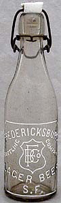 FREDERICKSBURG BOTTLING COMPANY LAGER BEER EMBOSSED BEER BOTTLE