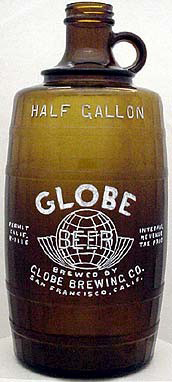 GLOBE BREWING COMPANY EMBOSSED BEER BOTTLE