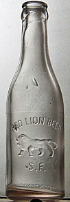 RED LION BEER EMBOSSED BEER BOTTLE