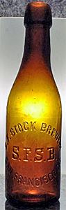 SAN FRANCISCO STOCK BREWERY EMBOSSED BEER BOTTLE