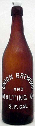 UNION BREWING & MALTING COMPANY EMBOSSED BEER BOTTLE