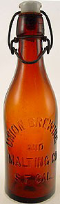 UNION BREWING & MALTING COMPANY EMBOSSED BEER BOTTLE