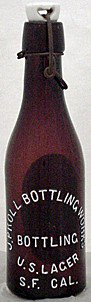 J. PROLL BOTTLING WORKS U.S. LAGER EMBOSSED BEER BOTTLE